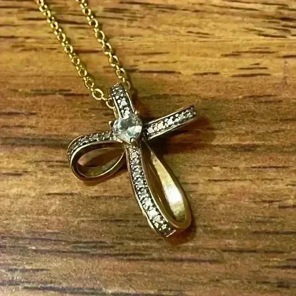 Vintage Gold Cross w Diamond Style Accents.